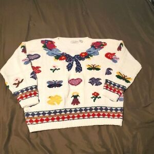 Lord & Taylor Vintage Multi-colored Knit Sweater Size Medium Oversized